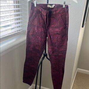 Anthropologie Maroon Patterned Pants